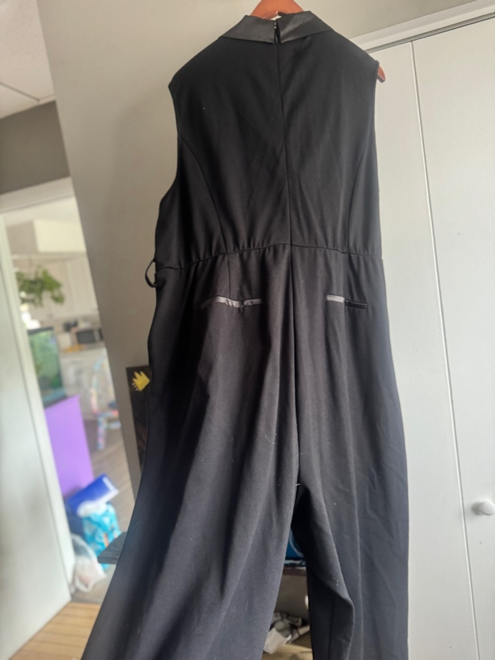 Torrid Studio Tuxedo Jumpsuit Black Satin Accent Wide Leg Plus Size 30 - Picture 7 of 14
